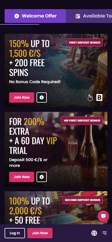 Vegas Now Casino mobile promotions selection with bonus offers